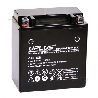 Мотоциклетный аккумулятор Uplus HPG16-4 12V 14Ah 170А прям. пол. (150x87x161) Nano GEL