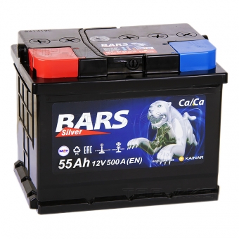 Аккумулятор автомобильный BARS 6СТ-55 АПЗ п.п. 55 Ач 500A (242x175x190)